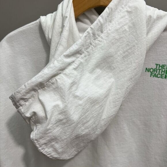 the North Face Hoodie Sweatshirt Women Sz. XS White Green Logo Cotton Pockets - Picture 3 of 14